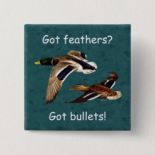 Mallard Encks im Flug Aquamarin Button (Vorderseite)