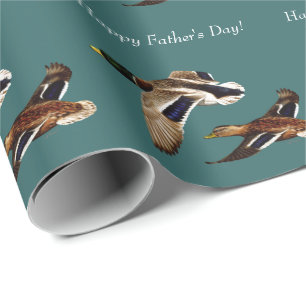 Mallard Encks im Flug Aquamarin Geschenkpapier