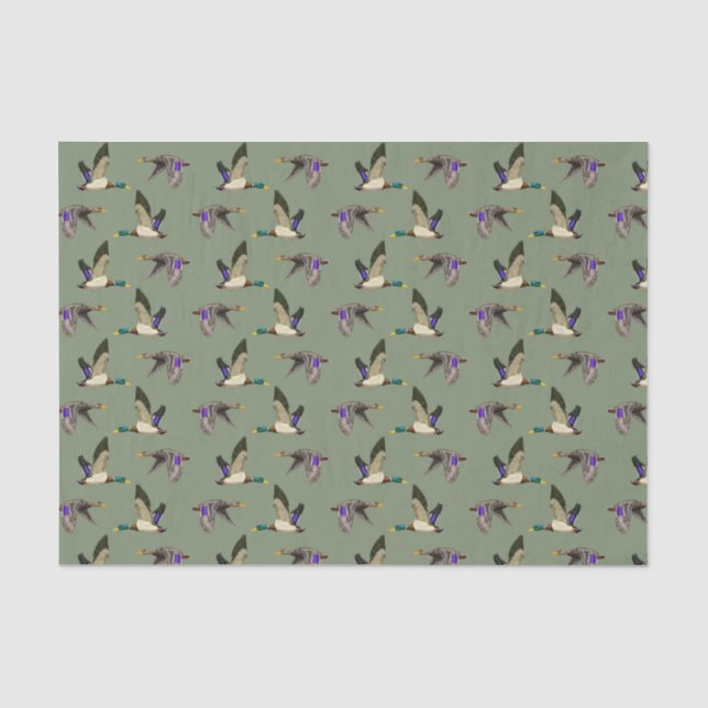 Mallard-Enten auf Grün Seidenpapier (Vorderseite)