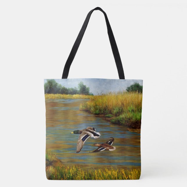 Mallard Enten fliegen über Teich Tasche (Vorderseite)