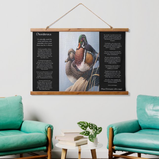Mallard Enten in Wasser DESIDERATA Wandteppich Mit Holzrahmen (Wohnzimmer)