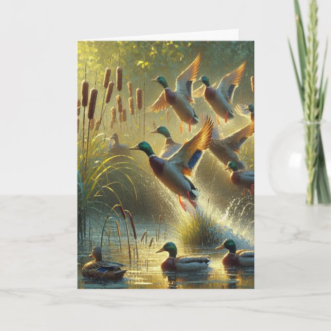 Mallard Enten und Katzen Geburtstag Karte (Vorderseite)