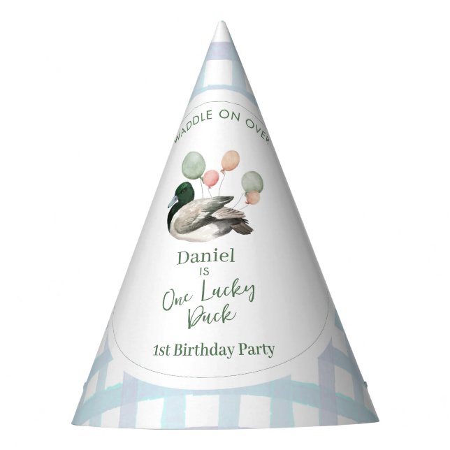 Mallard Lucky Duck 1st Birthday  Partyhütchen (Vorderseite)