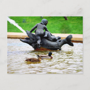 Mallard Pair in J.C. Nichols Fountain, Kansas City Postkarte