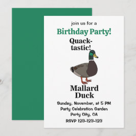Mallard Quack-Tastische Enten-Geburtstagsfeier Einladung