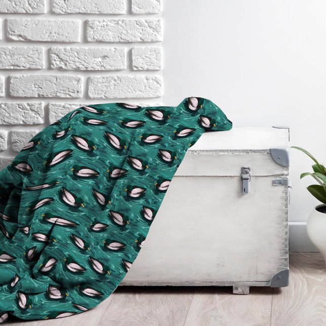 Mallards Schwimmen im Wassermuster Fleecedecke (Mallard pattern fleece blanket)