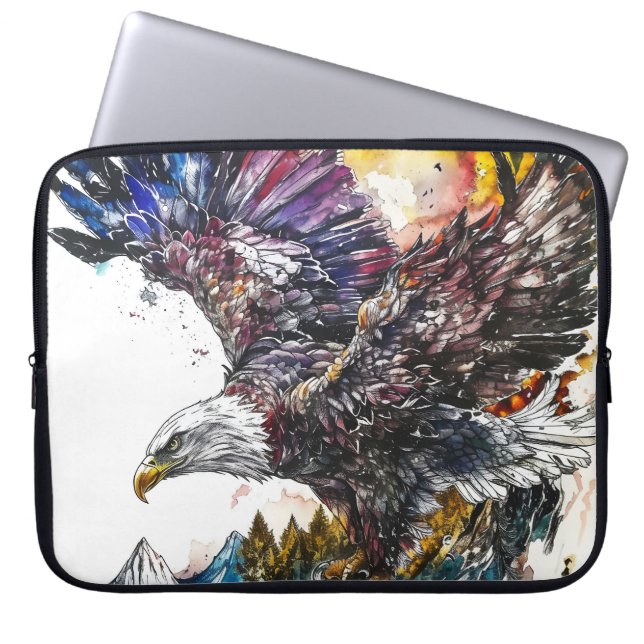 Mallesty Eagle Wasserfarbe Laptopschutzhülle (Vorderseite)