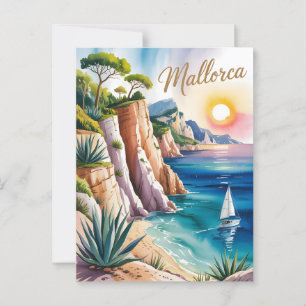 Mallorca Aquarell Wasserfarbe Postkarte