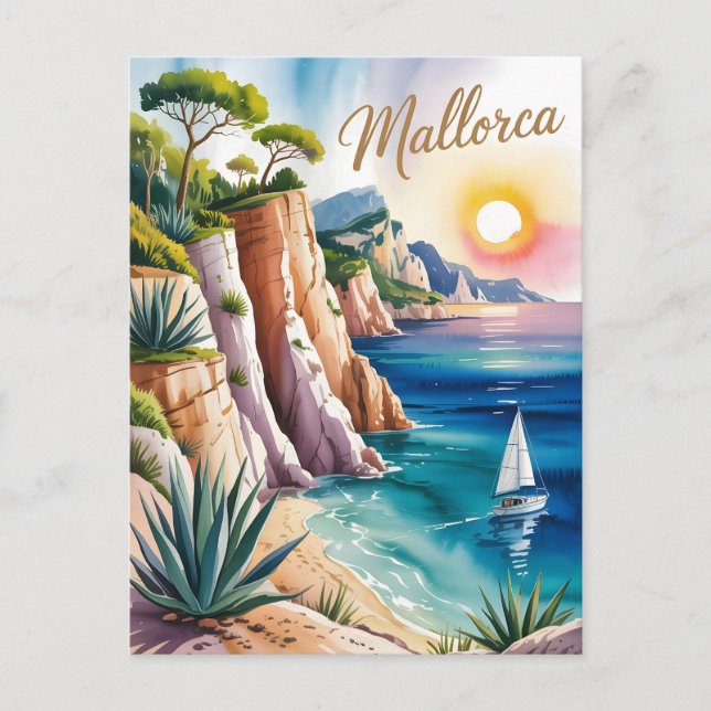 Mallorca Aquarell Wasserfarbe Postkarte (Vorderseite)