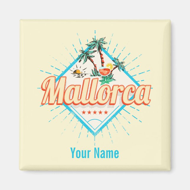 Mallorca Baleareninsel Retro Parrot Vintag Magnet (Vorne)