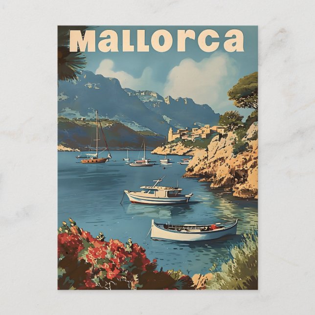 Mallorca Coastal Bliss Vintage Postkarte (Vorderseite)