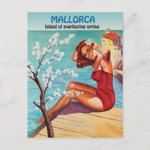 Mallorca, ewiger Frühling, Mädchen an der Küste Postkarte