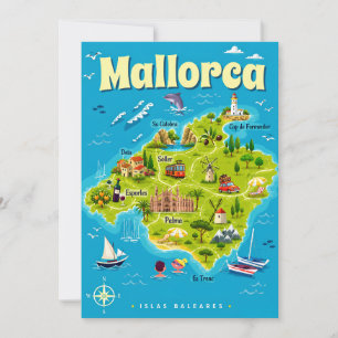 Mallorca Küsten-Wasserfarbenkarte Postkarte