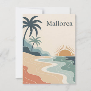 Mallorca minimalistisch vintage postkarte