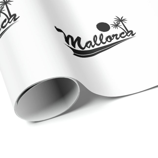 Mallorca mit Palmen Geschenkpapier (Rolleneckpunkt)