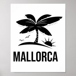 Mallorca Palmenbaum Urlaub Sonnenuntergang Strand  Poster
