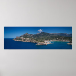 Mallorca - Panorama des Hafens von Soller Poster