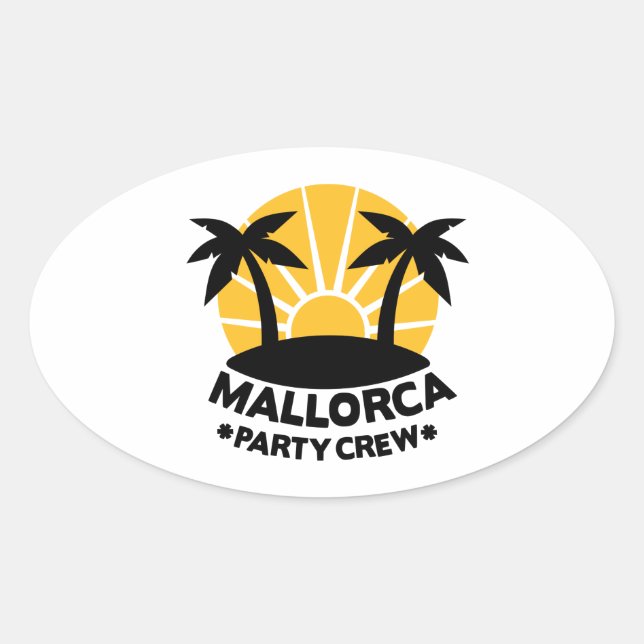 Mallorca Party Crew Ovaler Aufkleber (Vorderseite)