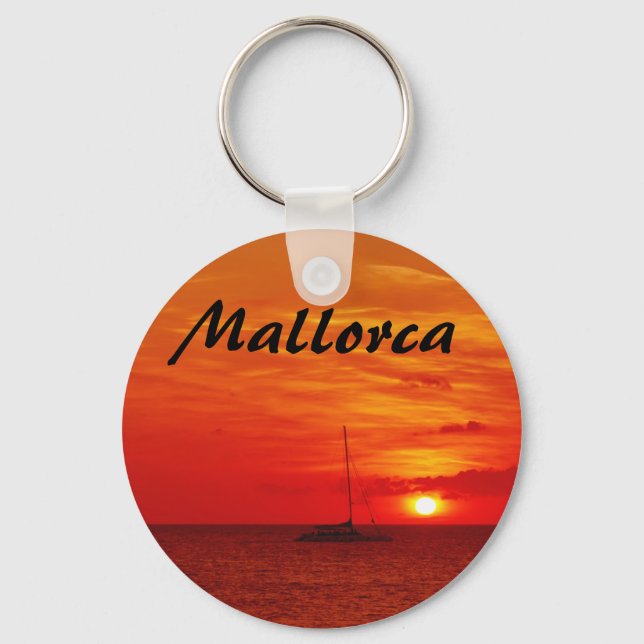 Mallorca Romantischer Sonnenuntergang am Foto Souv Schlüsselanhänger (Vorderseite)