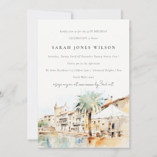 Mallorca Spanien Aquarell Landschaft Geburtstag Einladung
