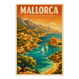 Mallorca, Spanien, in einem klassischen Retro-Look Poster