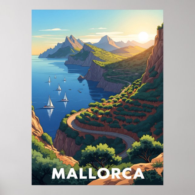Mallorca, Spanien - Küstenstraße Poster (Vorne)