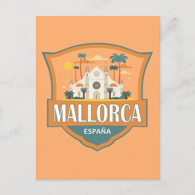Mallorca Spanien Reisen Retro Abzeichen Postkarte (Vorderseite)
