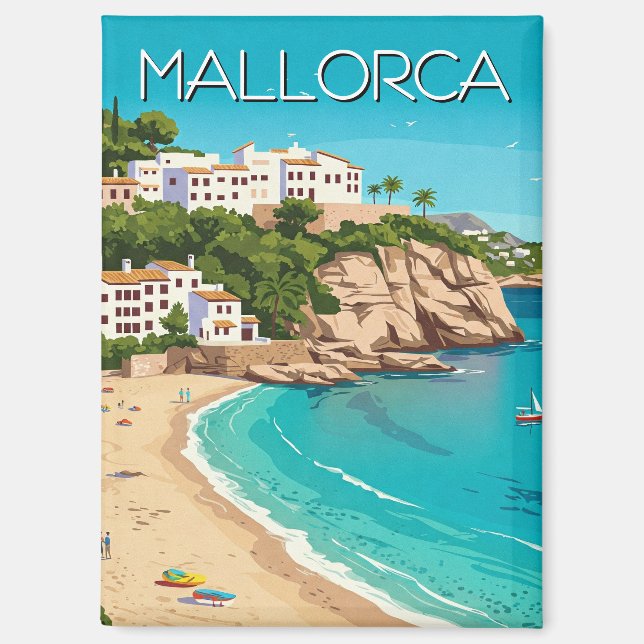 Mallorca Spanien Reisen Vintag Magnet (Vorderseite)