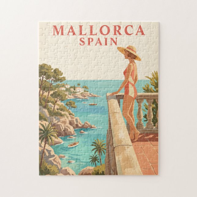 Mallorca Spanien Vintage-Reisepuzzle (Vertikal)