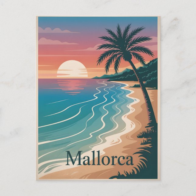 Mallorca Vintag minimalistisch Postkarte (Vorderseite)