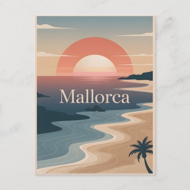 Mallorca Vintag minimalistisch Postkarte (Vorderseite)