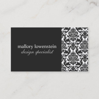 Mallory #2 schicke schwarze Damast-Visitenkarte Visitenkarte