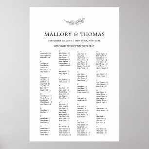 Mallory Eleganter Alphabetischer Sitzplan Poster