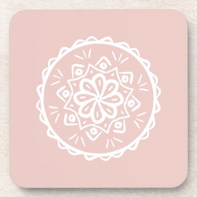 Mallow Mandala Getränkeuntersetzer (Vorderseite)