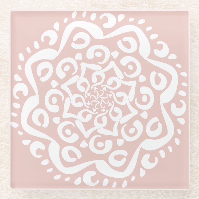 Mallow Mandala Glasuntersetzer (Vorderseite)