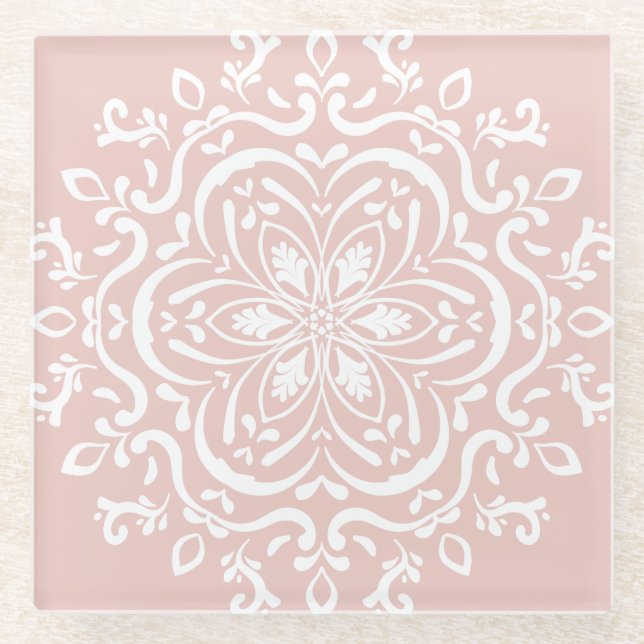 Mallow Mandala Glasuntersetzer (Vorderseite)