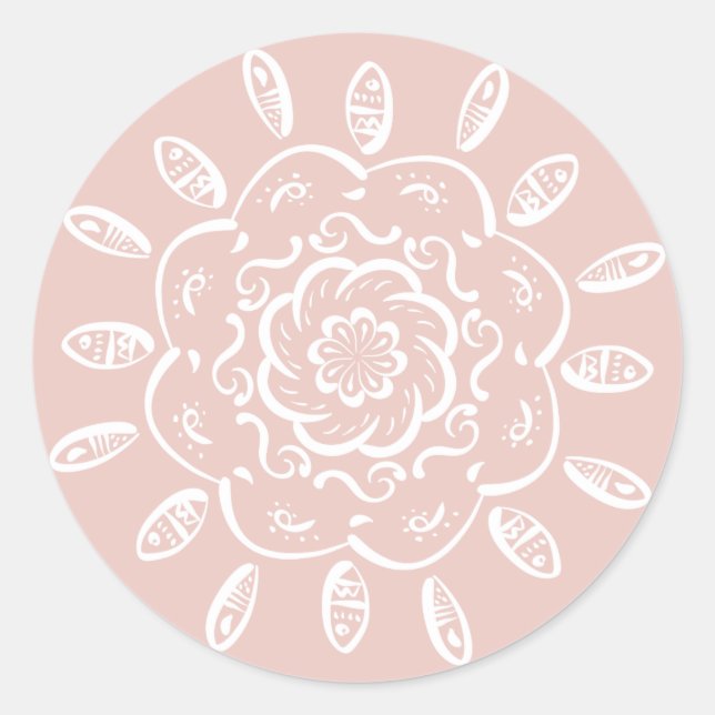 Mallow Mandala Runder Aufkleber (Vorderseite)