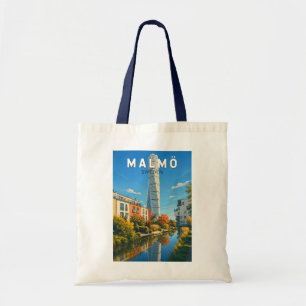 Malmö Schweden Illustration Reise Kunst Vintage Tragetasche