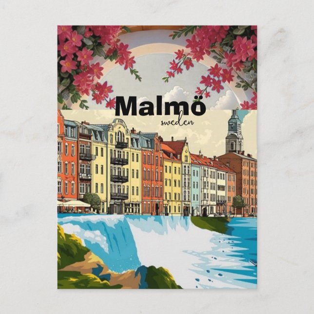 Malmö Schweden Reiseplakat Postkarte (Vorderseite)