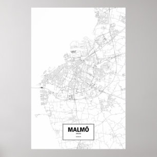 Malmö, Schweden (Schwarzes auf Weiß) Poster
