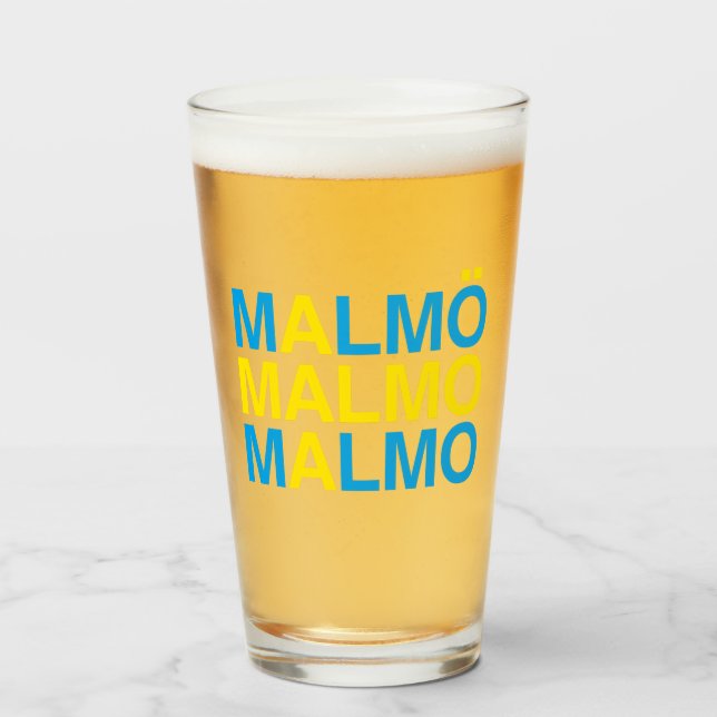 MALMO Schwedische Flagge Glas (Vorne (Gefüllt))