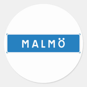 Malmo, schwedisches Straßenschild Runder Aufkleber