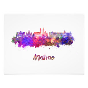 Malmo skyline im Watercolor Fotodruck