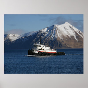 Malolo Schlepper im niederländischen Hafen, AK Poster