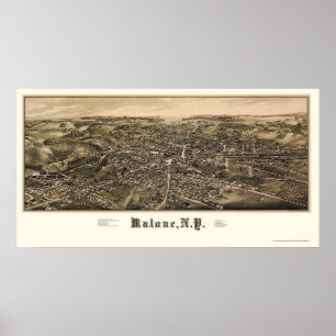 Malone, NY Panoramic Map - 1886 Poster