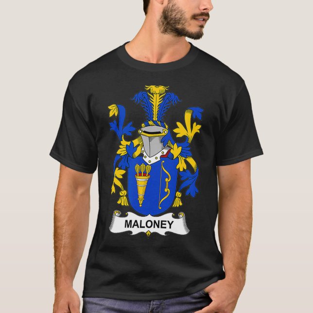 Maloney Coat of Arms Familienwappen T-Shirt (Vorderseite)