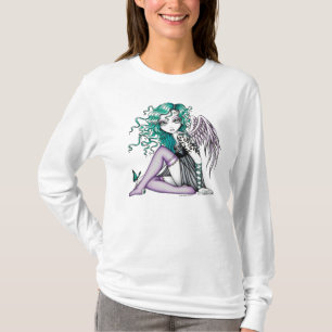 Malory violette Tätowierungs-Engels-Spitze T-Shirt