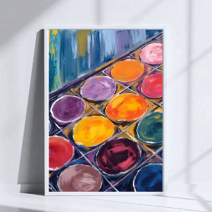 Malpalette Aquarellkünstler beim Malen Poster