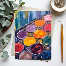 Malpalette | Aquarellkünstler beim Malen Postkarte