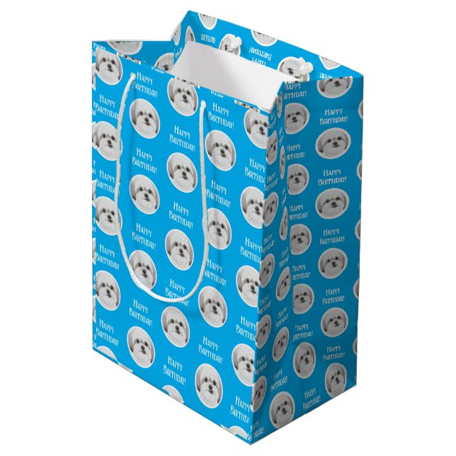 Malshi Blau Mittlere Geschenktüte (Rückseite Schrägansicht)